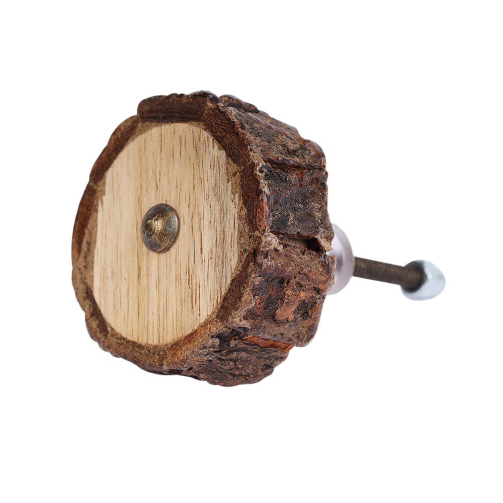 Brown Wooden Round Dresser Knobs